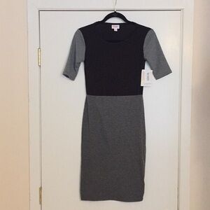 Elegant Black and Gray Colorblock Dress